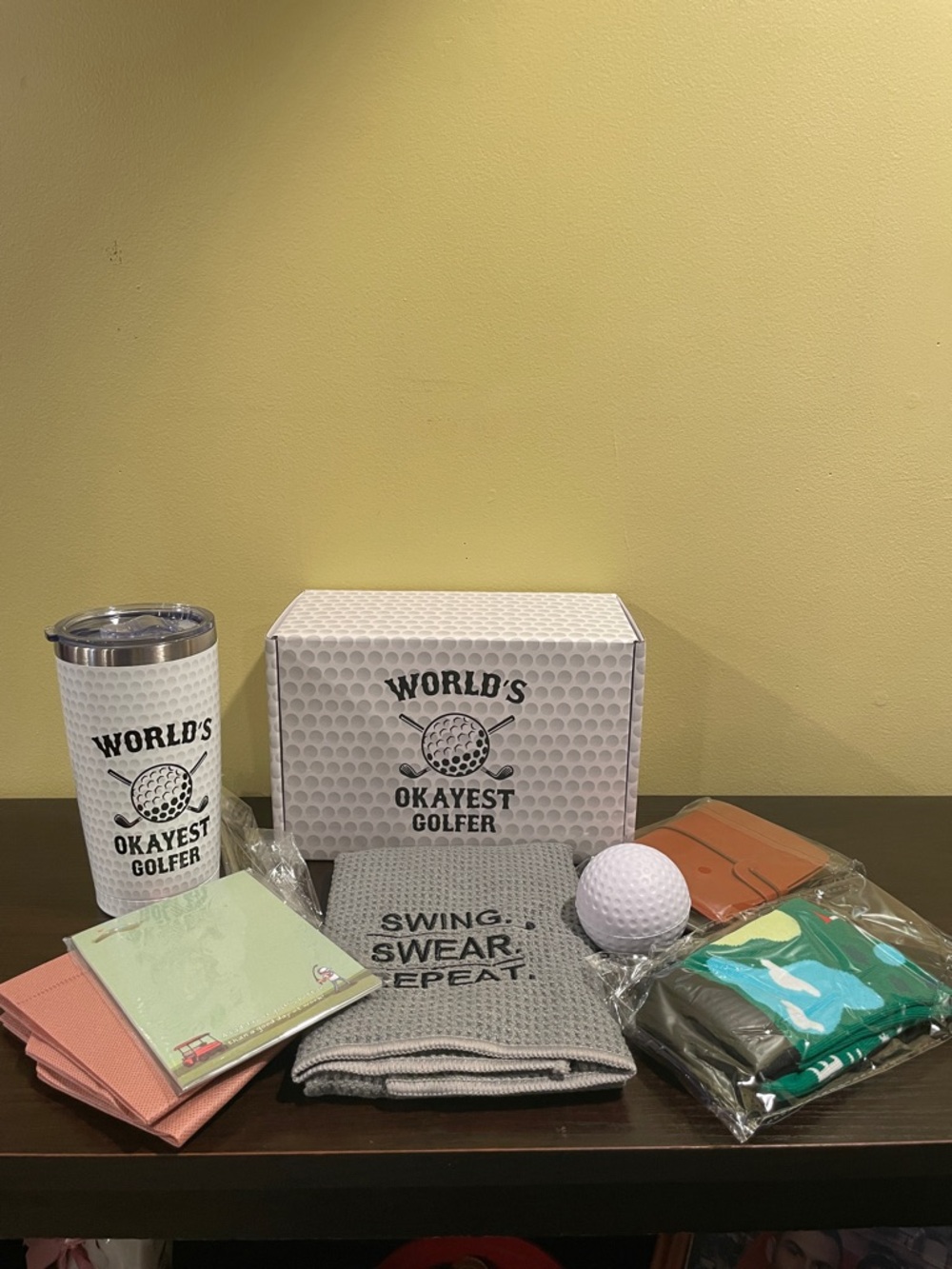 World's Okayest Golfer Gift Set - White & Gray